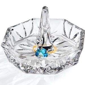 Crystal Ring Holder Brilliant Hand-Cut Pattern Octagon Studio Crystal Facet Cut